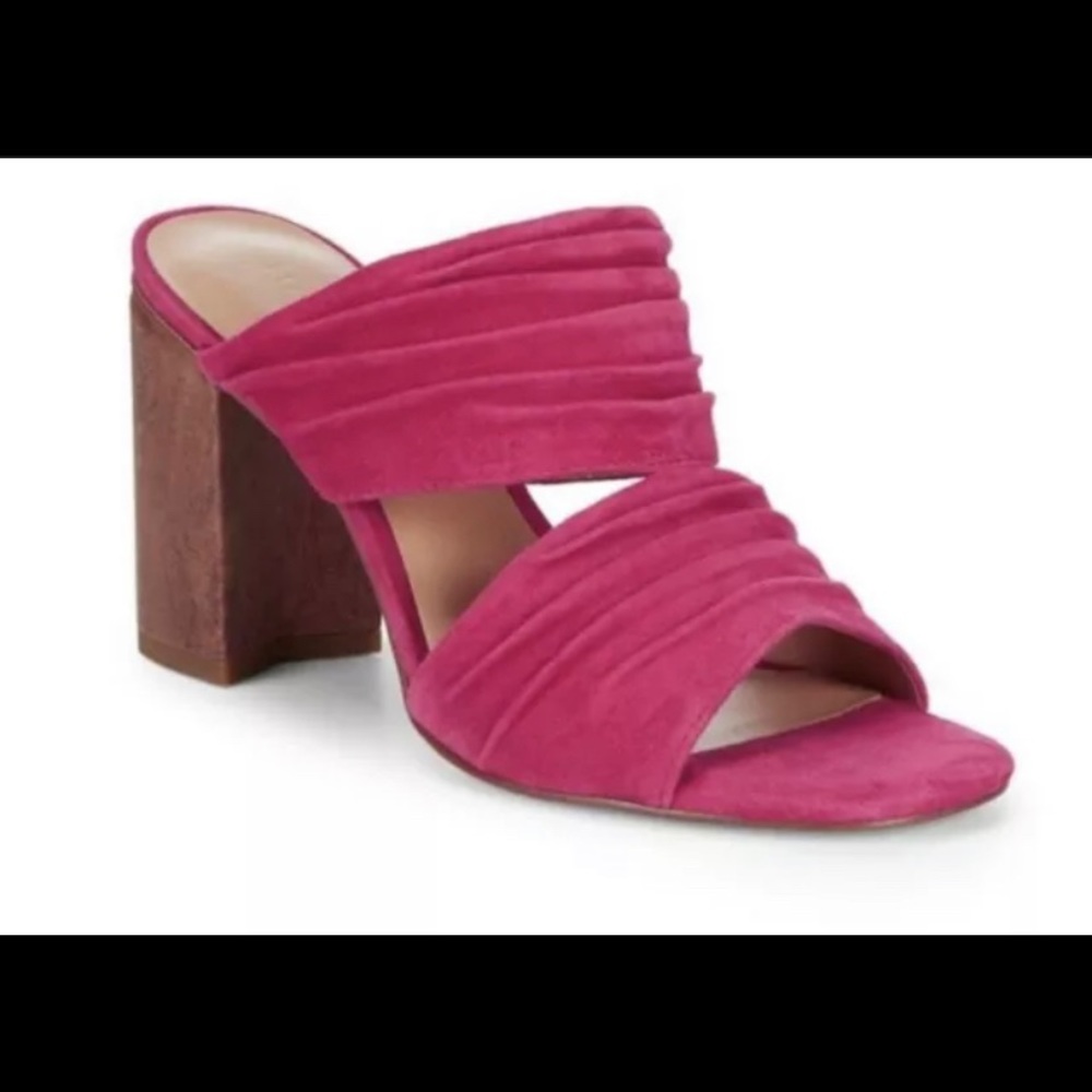 Halston Heritage Kiera Block Heel Mule Guava Sandals, Women’s 8.5, NWOB